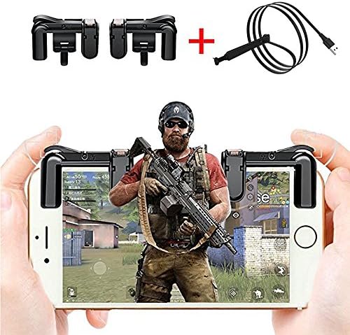 XHBEAR Game Controller, 1 Pair Survival Game Triggers and 1Pcs (1M/3FT) Lightning Cable for Knives Out/PUBG/Rules of Survival, Mobile for Iphone X/8/8 plus/7/7 plus/6 6s/6splus/iPad/iPod etc