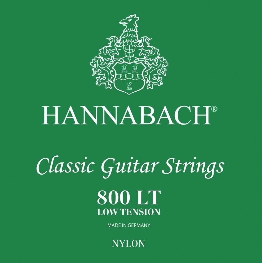 Hannabach Classical Guitar Strings Series 800 Low Tension silver-plated complete set, 800LT, strings for guitar (silver-plated copper wire, low tension, for entry-level classical guitars).