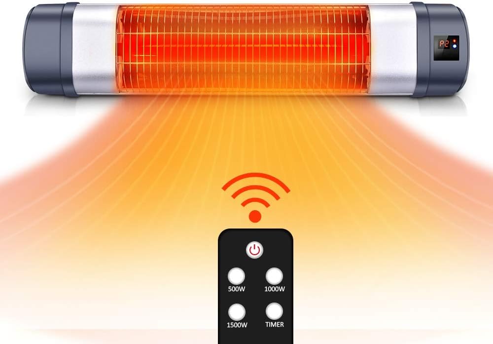 TRUSTECH Patio Heater - Adjustable 1500W Infrared Heater, Electric Heater w/1s-Fast Heating & Remote Control, 24H Timer Overheat Protection, Super Quite Space Heater in/Outdoor