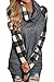 Womens Cowl Neck Hooded Long Sleeve Raglan Casual Plaid Sweatshirts Tops