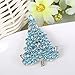 EVER FAITH Art Deco Christmas Tree Silver-Tone Brooch Sea Blue Austrian Crystal