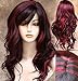 Sceret Synthetic Women Curly Wavy Black with Wine Cosplay Party Long Hair Full Wig