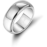 Dankadi Classic Men 925 Sterling Silver Ring–Unisex Wedding Engagement Band Ring – index finger Comfortable Breathable Band–9.5mm Wide,3.2mm Thick Size 6-13 Plated 24K Gold Fine Jewelry Gifts