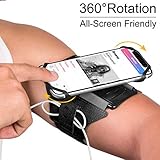 VUP Running Armband for iPhone 11 Pro Max X XR XS 8 7 6 6s Plus,Galaxy S10 S9 S8 Plus, Note 9/8/5/4,Google Pixel 3/2 XL,360&deg;Rotatable with Key Holder Phone Armband for Hiking Biking Walking（Black)