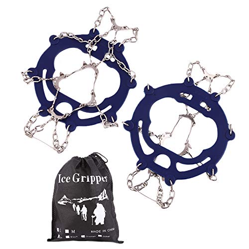 Hapire Blue Traction Cleats Crampons Unisex Men Women Ice Grippers Anti-Slip Stainless Steel Snow Spikes Shoes Boots Spikes Winter Walking Hiking Climbing Spikes - Thumbnail 6
