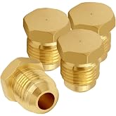 Uenede Brass 1/4 Inch Flare Male Plug, 4PCS | 1/4" Tube OD SAE 45 Degree Cap Gas Adapter Pipe Fitting