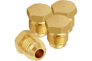 Uenede 4PCS Brass 5/8 Flare Male Plug, 5/8" Tube OD SAE 45 Degree Cap Gas Adapter Pipe Fitting