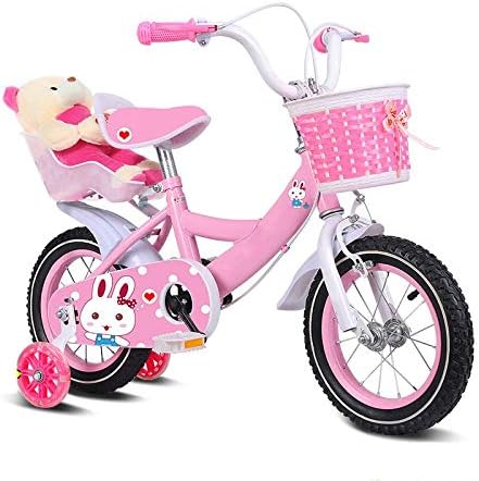 Kids Bike 2-10 Year Old Girls Children's Baby Adjustable Bicycle Enhanced Tyres Female Safe Comfortable For Toddlers Balance Bike,Pink-14Inches