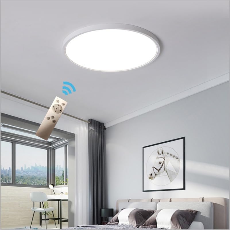 Coolle Ceiling Light LED Dimmable Flush Mount Flat with Remote Control for Living Room Bedroom Dinning Kitchen Hallway Bathroom Round 12Inch 24W White — image 1