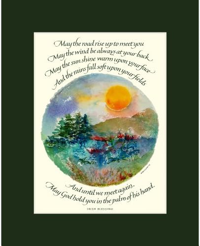 Ink Monkey PressIrish Blessing Wall Decor - Calligraphy Print 11x14 - Dark Green Mat