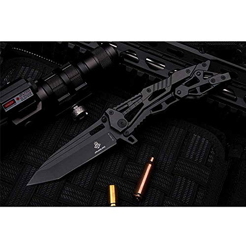 Speedy Panther Outdoor Folding Knife High Hardness Cutting Tool Portable Survival Camping Hunting Knife (Black)