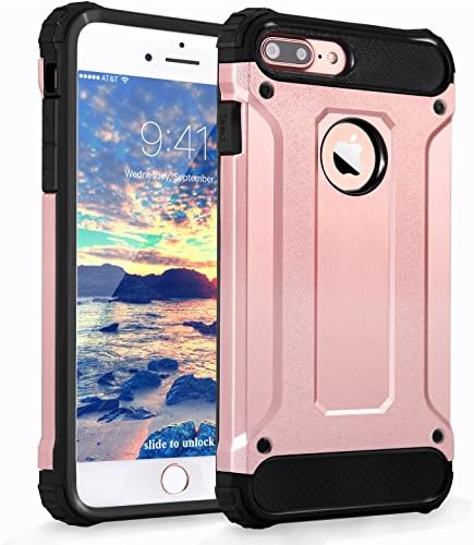 iphone 7 Plus Case,DUDETOP Shockproof Scratch-Resistant Resist Cracking Armor Protective Cover Easy Grip Design Hard PC Soft Silicone Back Case Skin for Apple iphone 7 Plus 5.5" Inch ( Rose Gold)