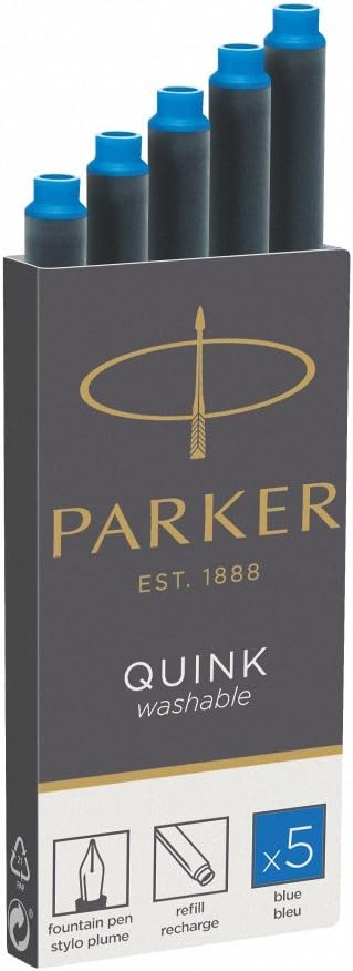 PARKER Quink Washable Royal Blue Ink Cartridges Pack of 5