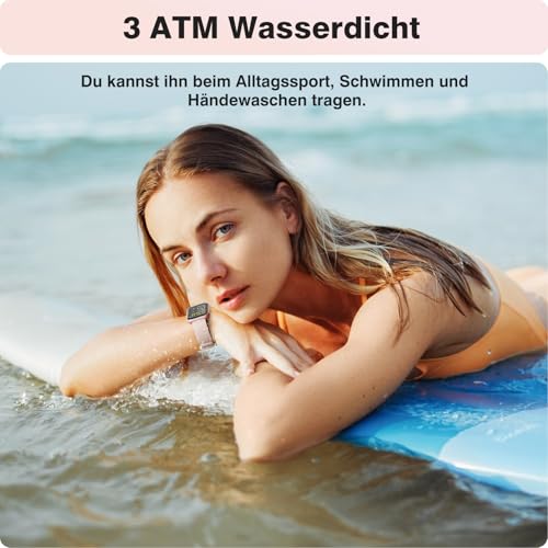 Women's Smartwatch with Phone Function/Whatsapp, 1.85 Inch Smart Watch Fitness Tracker with Heart Rate/Sleep Monitor, 10 Day Battery, 120+ Sports Modes, 3ATM Waterproof Fitness Watch for Samsung / Android / iOS