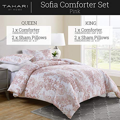 Tahari Home King Comforter Set, 3Piece Bedding with Matching Shams