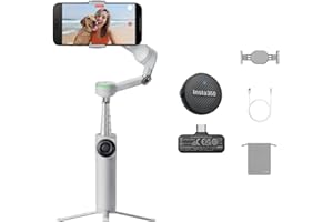 Insta360 Flow 2 Pro Mic Bundle Grey - Foldable AI Phone Gimbal, Track in 200+ iOS Apps, Multi-Person & 360 Pan Tracking, Built-in Tripod/Selfie Stick, iPhone/Android Stabilizer