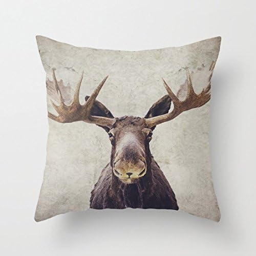 Sofapartner Moose Print Polyester Throw Pillow Covers Square 20 x 20 Inches