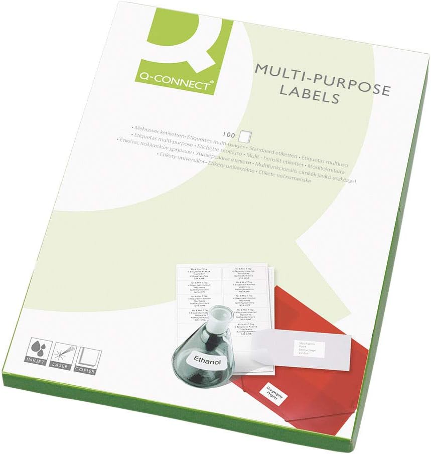 Q-Connect Multipurpose Labels 139x99mm 4 Per Sheet White (Pack of 400) 9670055, 139 x 99 mm