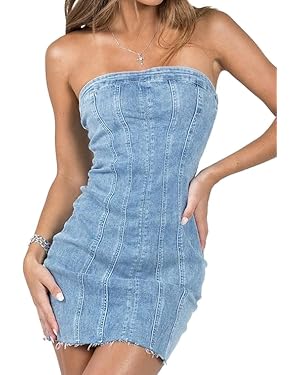 Fronage Women's Strapless Corset Mini Tube Dress
