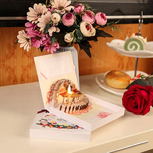 Antizer Birthday Card Pop Up Happy Birthday Card Reusable Amazing Flicker Candle Cake Card To Express Your Love To Friends & Family (Colored - 1 Pack) - Thumbnail 5