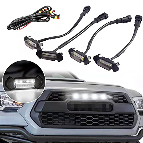 LED Front Grille Lights 4PCS with Wiring Harness for 2016 2017 2018