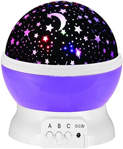 Elikeable [Newest Generation] 4 LED Night Lighting Lamp - Light Up Your Bedroom With This Moon, Star,Sky Romantic LED Nightlight Projector With USB Cable