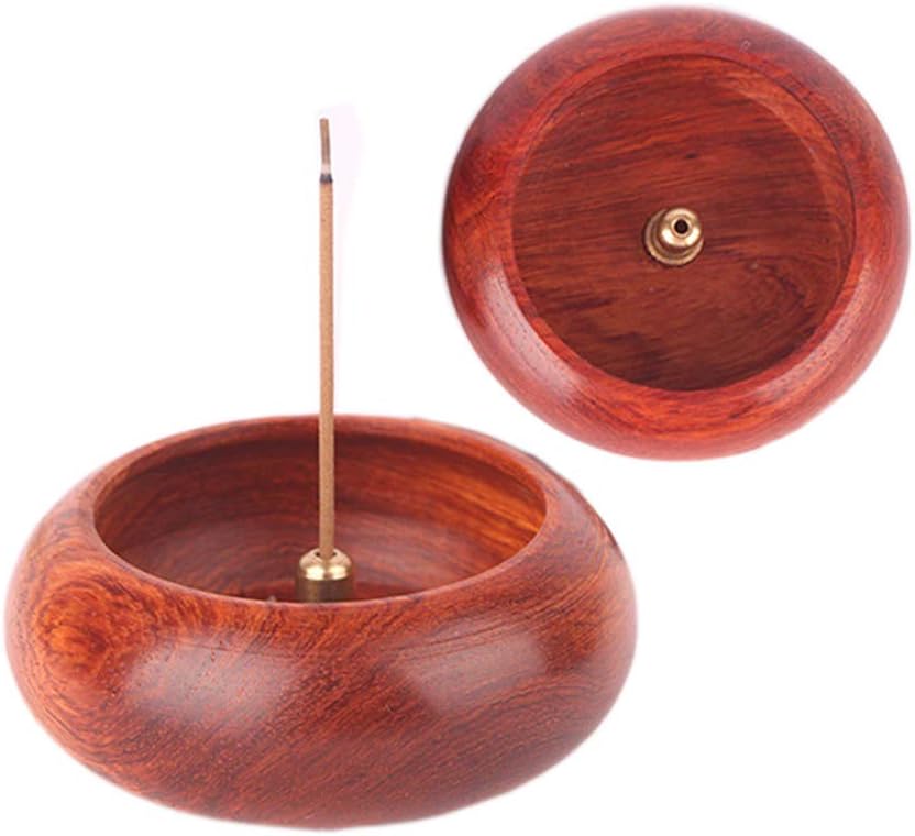 CHENG RUO Rosewood Bowl Incense Burner and Copper Incense Holder(Stick/Cone Incense)
