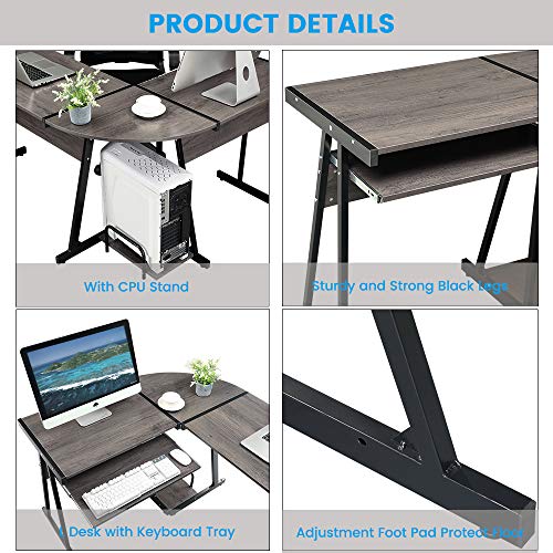 GreenForest L Shaped Desk Office Computer Desk with Keyboard Tray and