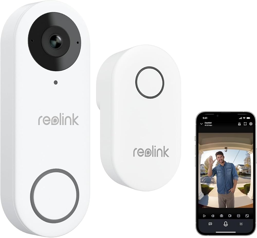 Reolink 2K Wi-Fi Video Doorbell Camera Chime 180° View 2-Way Audio Person