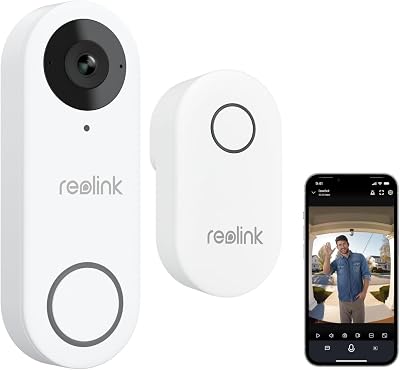 Reolink 2K Wi-Fi Video Doorbell Camera Chime 180° View 2-Way Audio Person