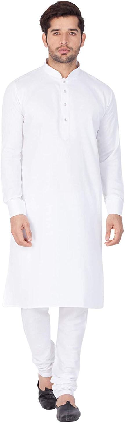 STC Designers Men's Cotton Plain White Kurta Pyjama