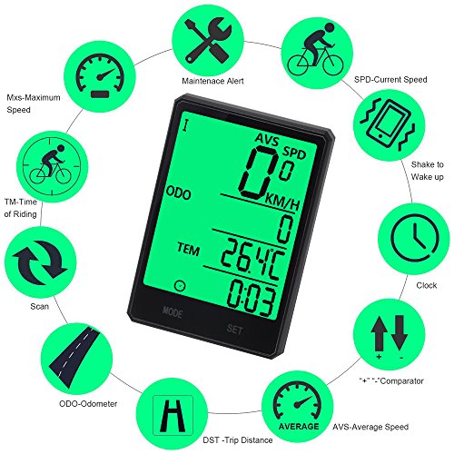 image for Coolove Bike Computer Wireless Waterproof Bicycle Cycle Speedometer an