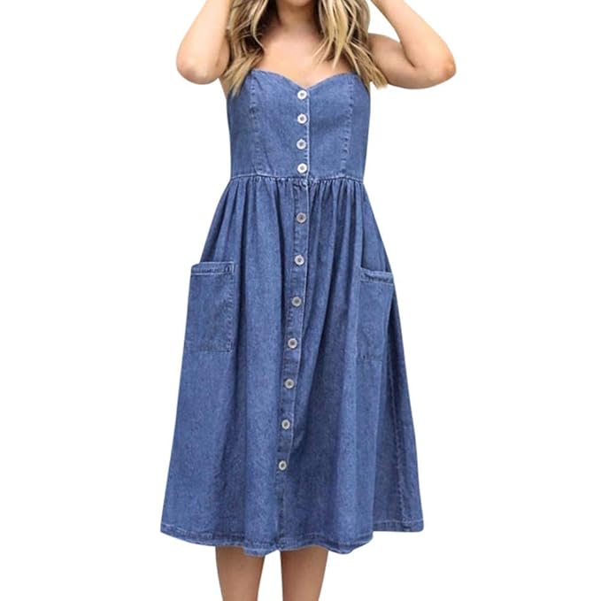midi length denim dresses