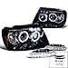 Piano Black Grand Cherokee Halo Projector Headlights, LED DRL Fog