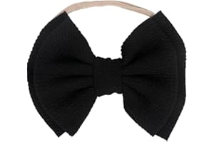 Koolgil Baby Girl's 5 Inches Soft Double Bow-knot Nylon Headband Toddler Headdress for Photography Party Festivals (Black)