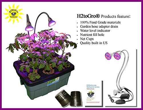 Complete Hydroponic System DWC Grow Box with 60W LED Grow Light #4-6 H2OtoGro