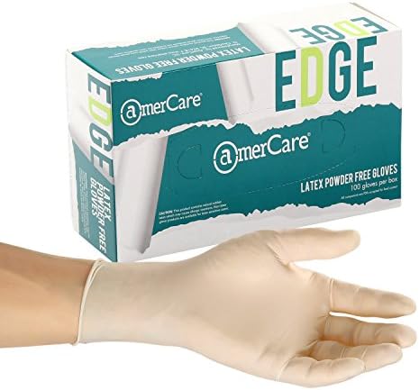 AmerCare Edge Powder Free Gloves, Latex, Large, Case of 1000