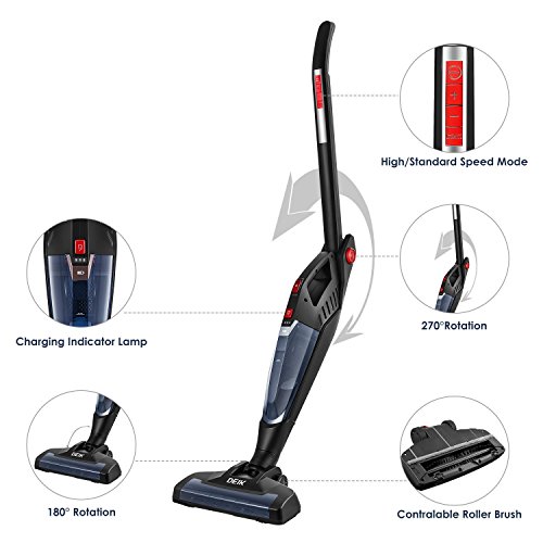 Vacuum Cleaner, Deik 2 in 1 Cordless Vacuum, (2nd Gen Upgraded Motor and Brush) High Power and