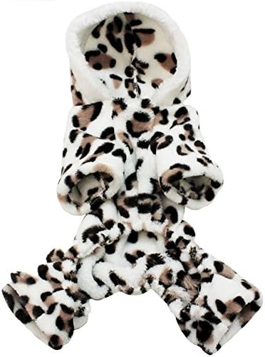 PetWell Fashionable Leopard Winter Flannel Dog Hoodie Puppy Party Coat Pet Costumes L