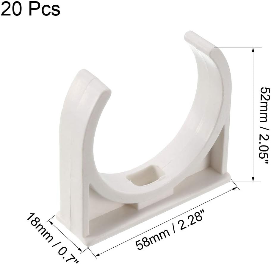 sourcing map PVC Water Pipe 50mm Clamps Clips, Fit for 50mm/1.97 Inch OD TV Trays Tubing Hose Hanger Support Pex Tubing, 20Pcs - Image 3