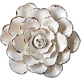 SEINHIJO Ceramic Flower Wall Decor 3D Wall Art Sculpture Home Gifts Modern Arts Pink Crafts 5.9inch