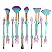AprFairy 2017 Mermaid Makeup Brushes Set 10pcs with Pink Plaid Makeup Bag Ultra-soft Bristles Face Foundation Beauty Tools Blush Concealer Contouring Make Up Brush Kit - Green Pink Gradient