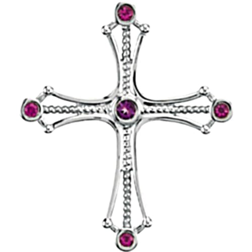 Amethyst and Ruby Cross Pendant. 