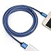 Power-7 Micro USB Cable 6Ft, Long Nylon Braided Fast Charging/Data Charger Cord for Android, Samsung Galaxy S7 S6 Edge, Nokia, LG, HTC, More (Blue/Silver/Red) Pack-3