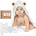 Premium Hooded Baby Towel 100% Organic Bamboo | Softest Bath Towel + Washcloth Set for Girls & Boys | Perfect Size for Infants & Toddlers | Bonus 1 Bandana Drool + 1 Bamboo Bath Mitt
