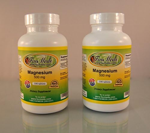 Magnesium 500mg, high Potency, Made in USA - 200 (2x100) Tablets