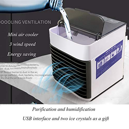 VIVOCFan Personal Air Conditioner, Mini USB Portabe Air Cooler,evaporative Air Humidifier Purify Desktop Cooling Fan for Home Office Nightstand-a 18x17cm(7x7inch)