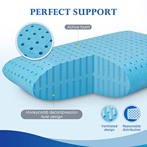 SEONSURO Memory Foam Gel Pillow for Sleeping Standard Size, Ventilated
