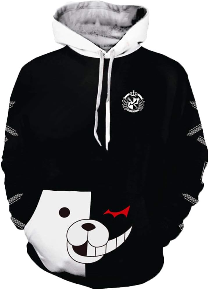 Danganronpa Monokuma Anime Hoodie Sweatshirt Unisex Cosplay 3D Printed Pullover Jumpers Pockets