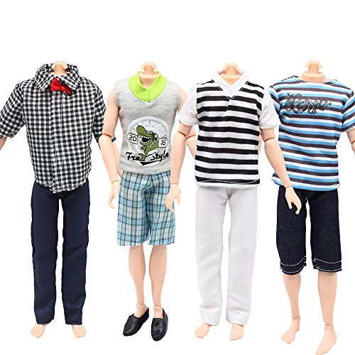 4 Set Casual Suits Clothes Tops Pants For Barbie Boy Friend Ken Dolls